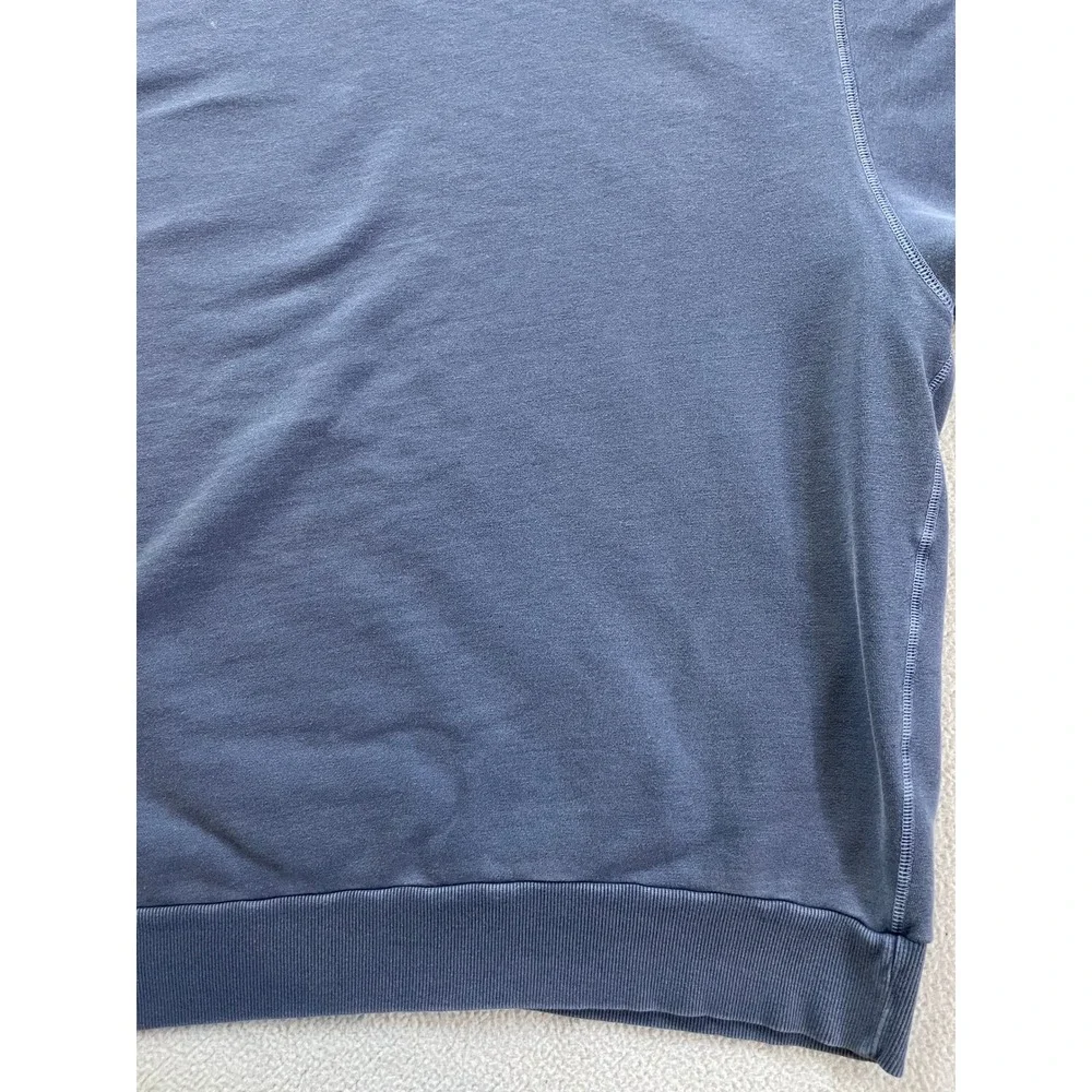 Cabela's Mens 2XL Short Sleeve Sweatshirt Blue French Terry Cotton Stains Grunge